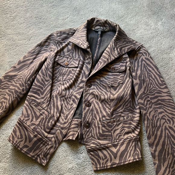 White House Black Market Jean Zebra Jacket size 4 - Picture 4 of 9